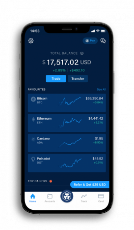 crypto.com app portfolio on smart phone