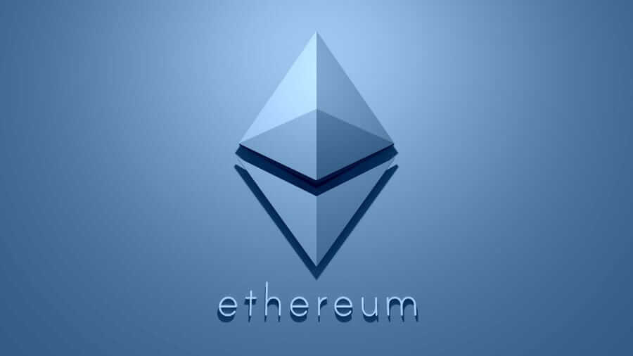 Ethereum logo on grey background