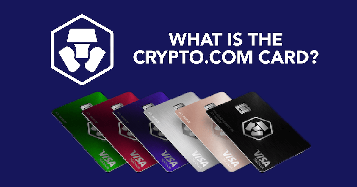 Crypto.com card tiers in front of blue background
