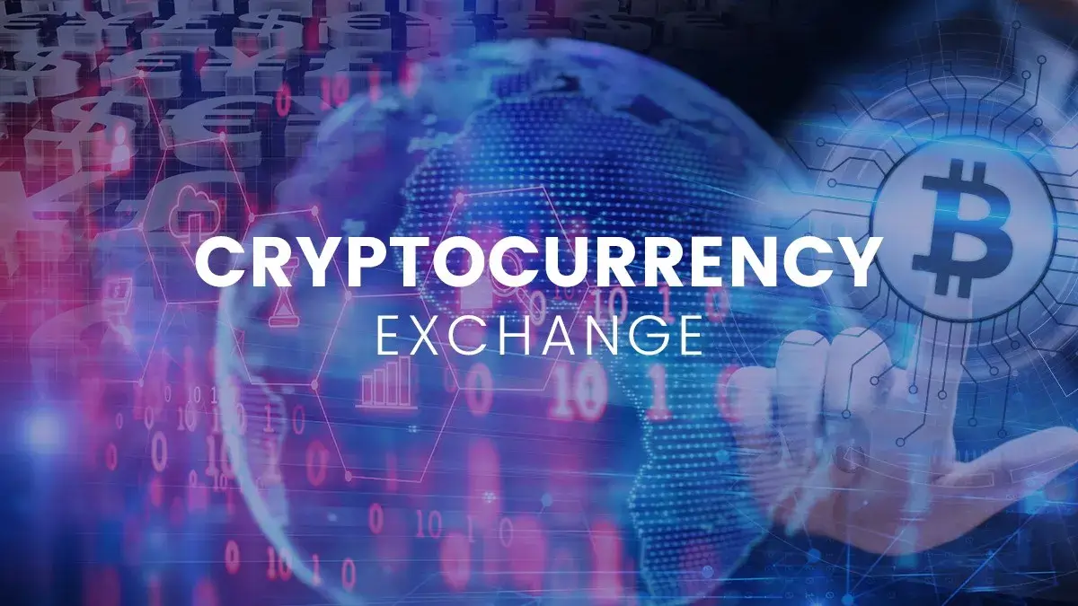 purple globe with text that reads 'cryptocurrency exchange'