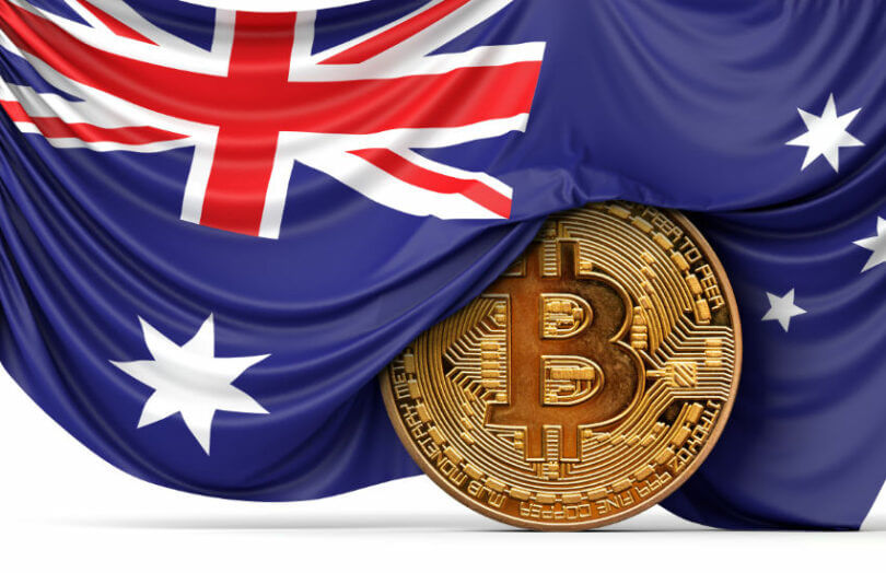 Gold Bitcoin and Australian flag