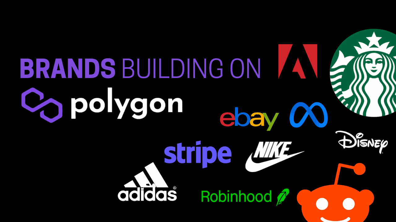 logos of brands that partner with polygon such as ebay, nike, adidas, starbucks, and Disney